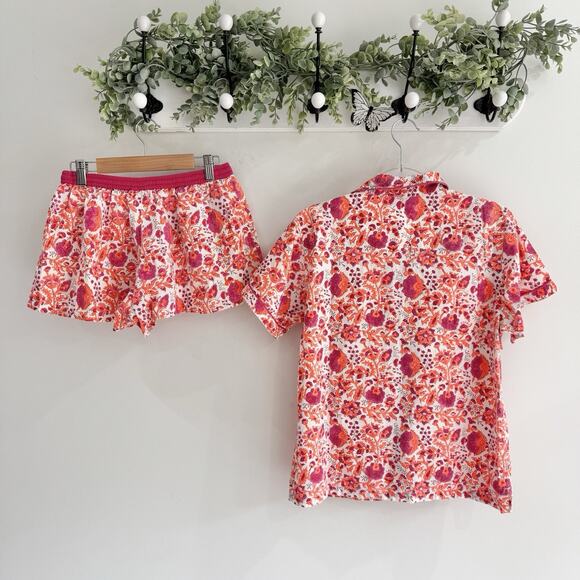 Vintage Pink Neon Floral Pajama Matching Set Medium T7023 - Picture 4 of 4